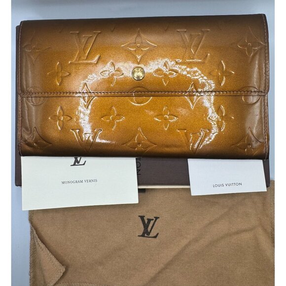 Louis Vuitton Monogram Vernis Cuir Verni‎ Wallet In Shimmering Gold - Picture 1 of 14